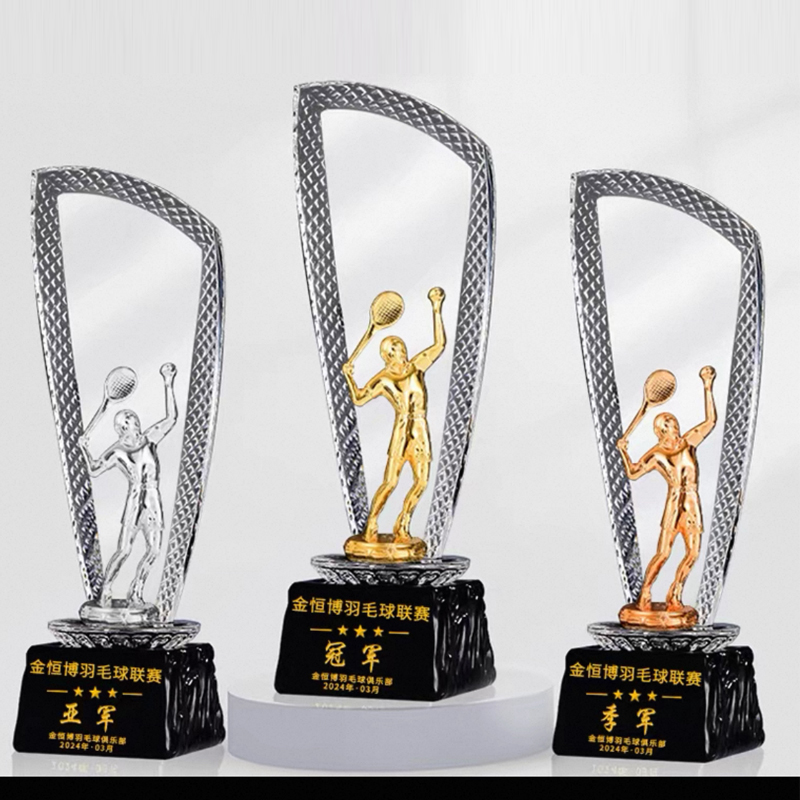 Badminton Europe - Op maat gemaakte kristallen trofee, basketbaltrofee,